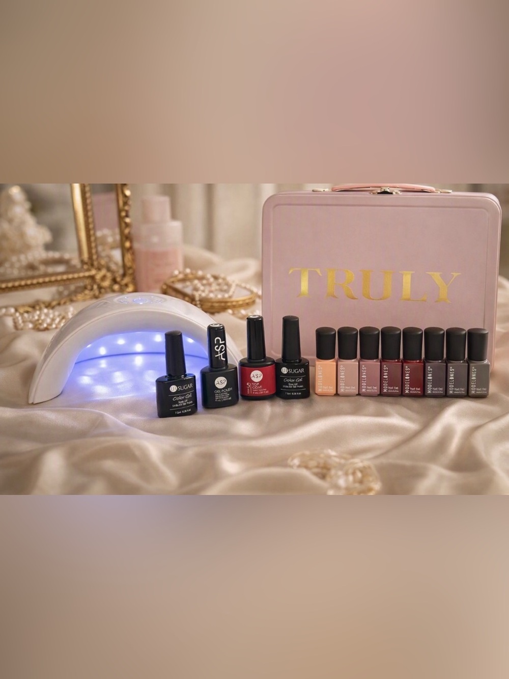 Gel Nail Polish Bundle W/ LED Lamp & Carrying Case Sz OS